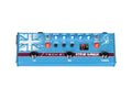 Blue Tech 21 Steve Harris guitar pedal with multiple control knobs, buttons, and three footswitches.
