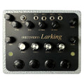 Black and silver synthesizer panel with multiple knobs, four gate jacks, toggle switch, and footswitches labeled Larking.