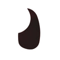 Dark brown self-adhesive acoustic guitar pickguard with a rounded and curved shape.