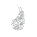 White pearl patterned self-adhesive guitar pickguard with curved shape on white background.