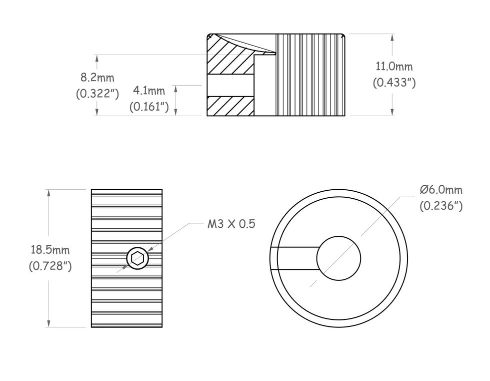 Solo Pro Burns Type Polished Chrome Aluminum Knob