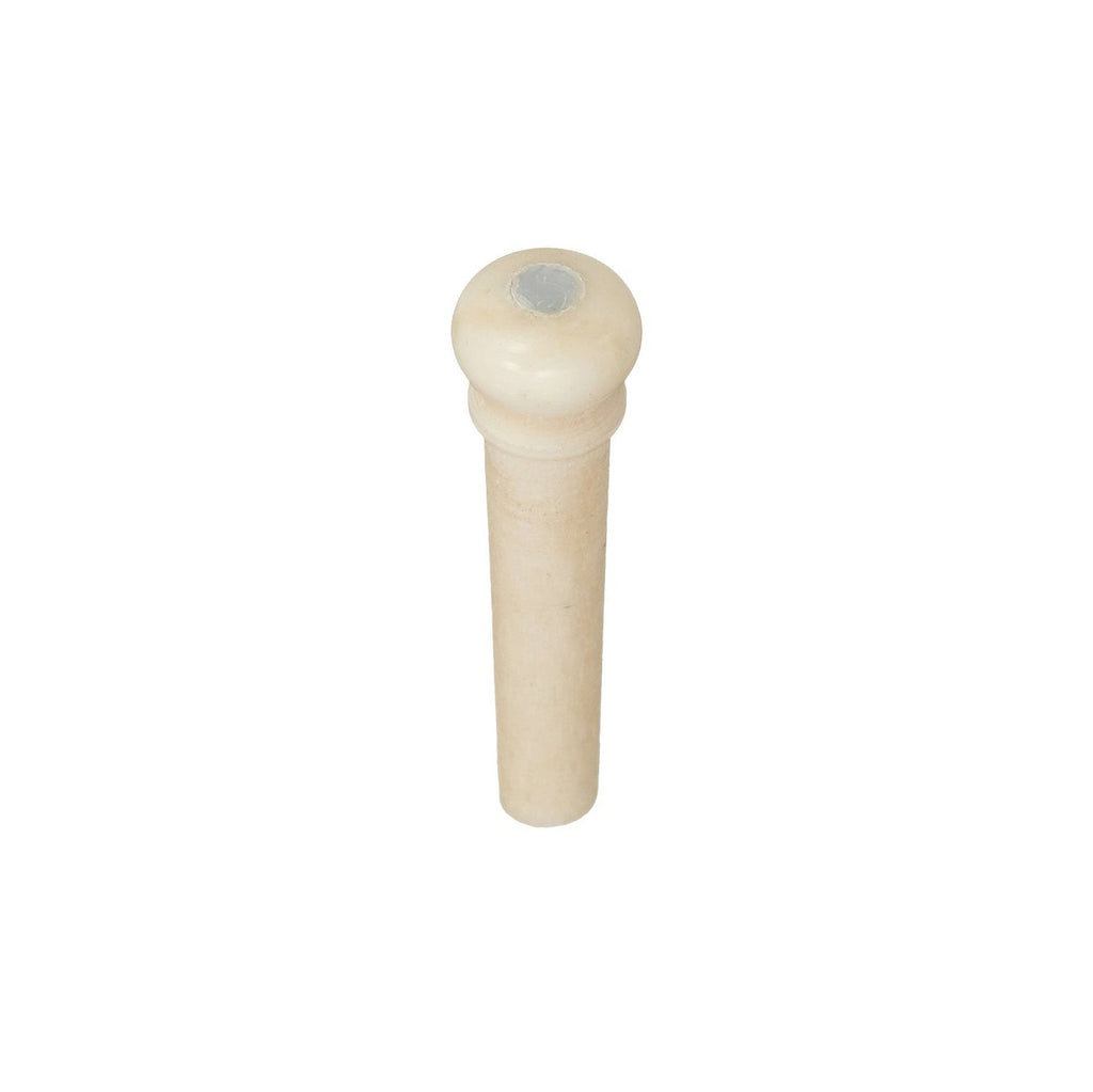 Ivory-colored bridge pin with a rounded head featuring a small abalone dot in the center.