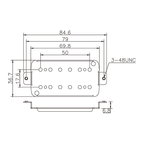 Solo Music Gear Solo 50mm Rounded Humbucker Nickel Silver Base Plate – Short Leg — Pickup