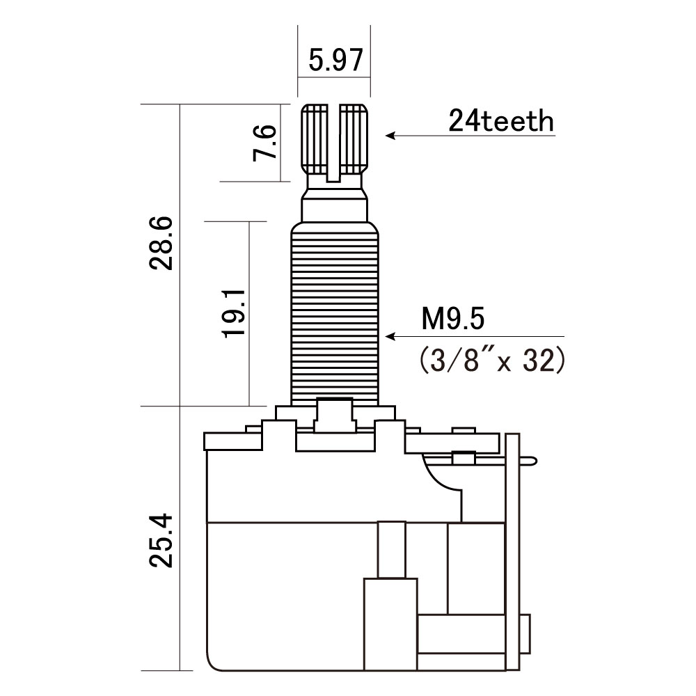 Solo Pro CTS 500K-A Push-Pull Long Shaft DPDT Potentiometer – Imperial