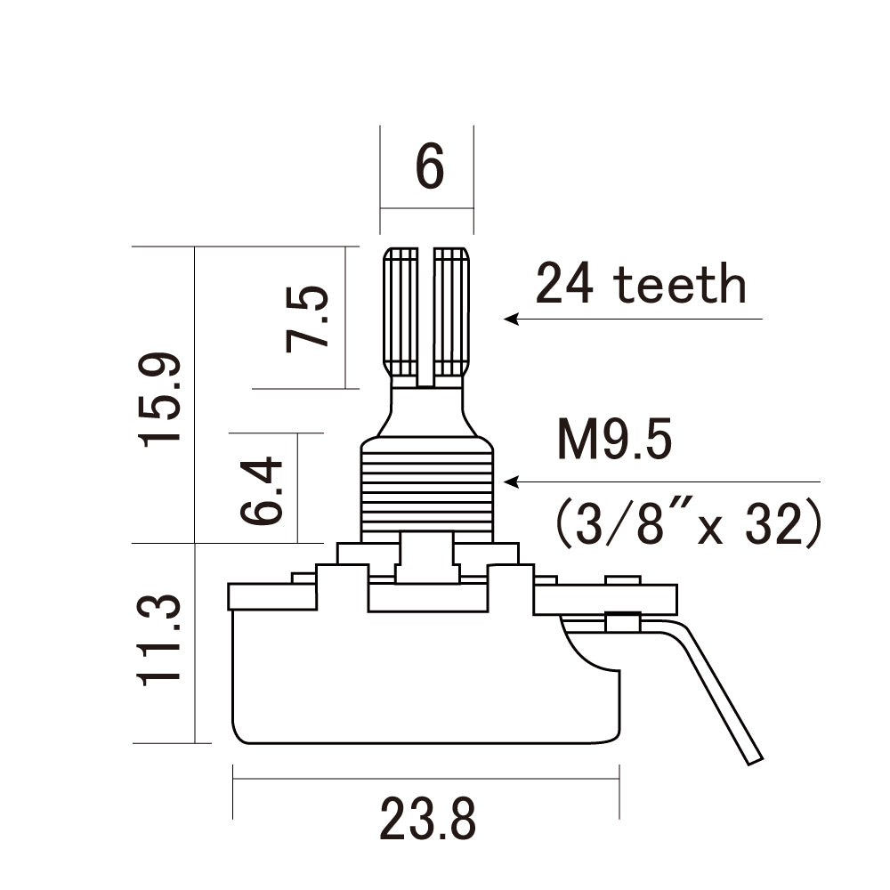 Solo Pro CTS 500K-A Split Short Shaft Audio Taper Potentiometer – Imperial