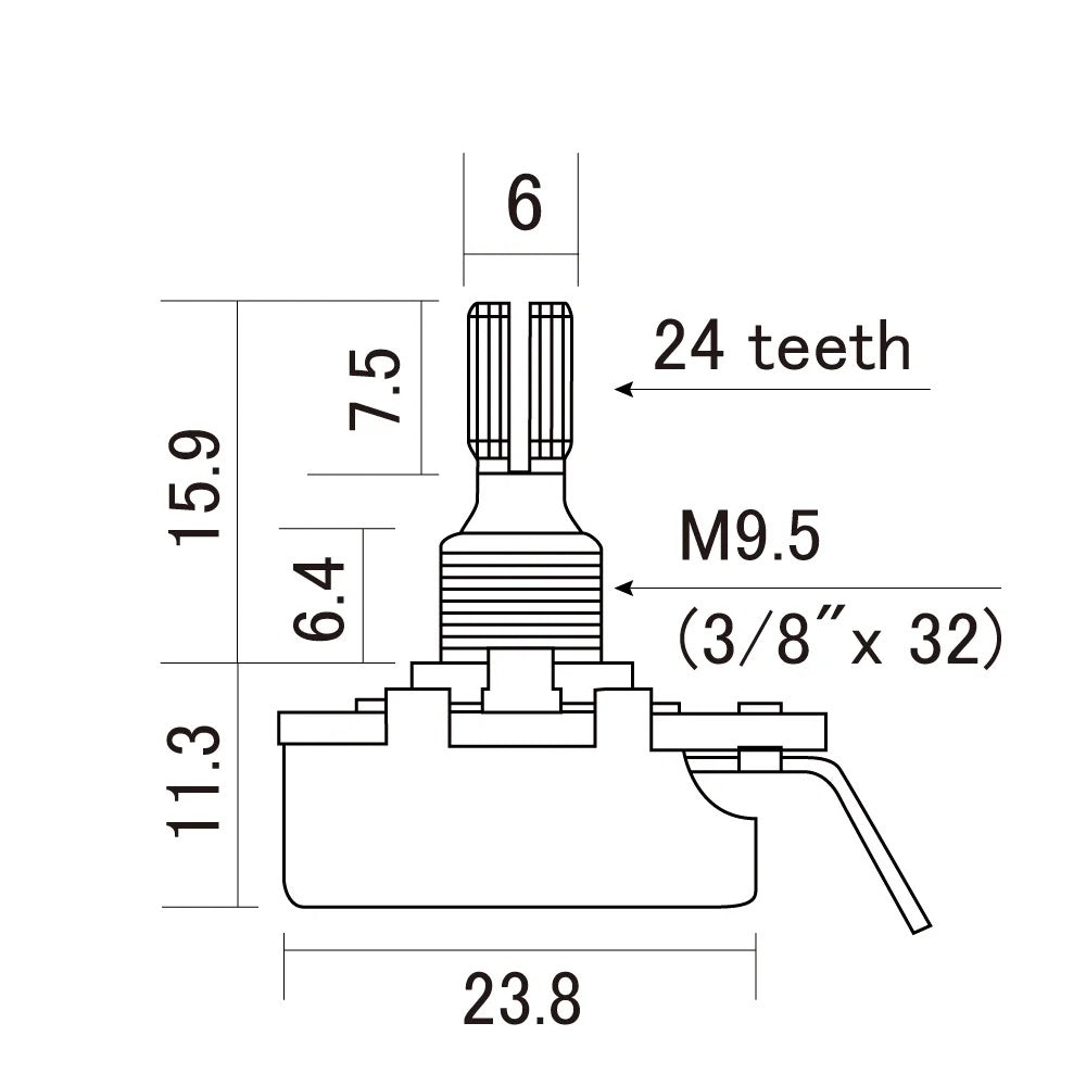 Solo Pro CTS 250K-B Split Short Shaft Linear Taper Potentiometer – Imperial