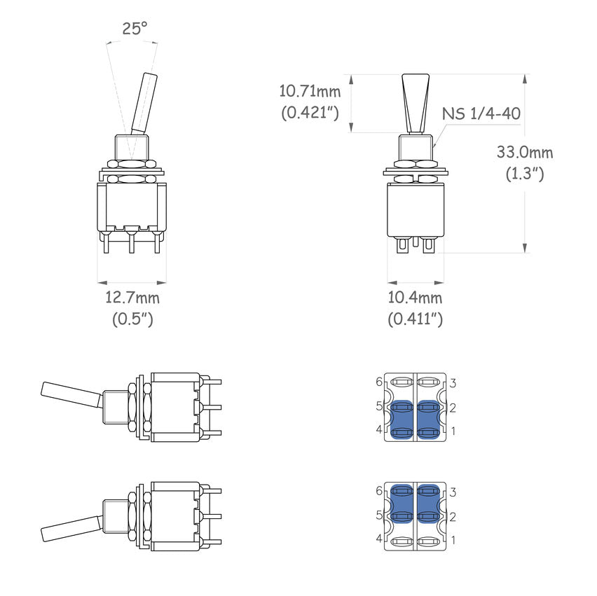Solo Pro Deluxe Toggle Switch, On-On DPDT