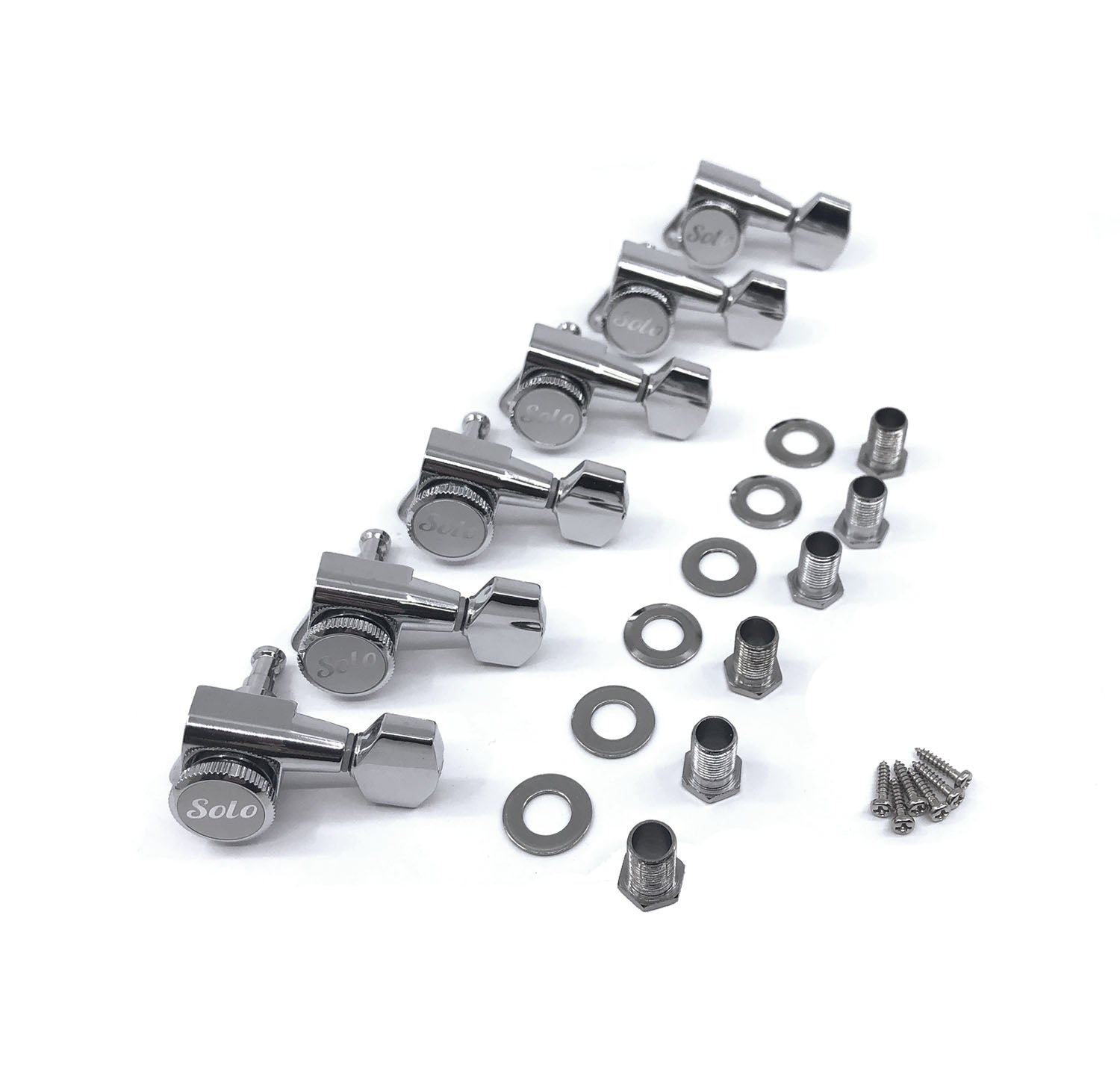 Solo Pro Staggered Locking Guitar Modern Machine Heads Set of 6 Inline — Tuner