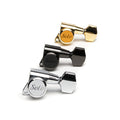 Three Solo branded guitar machine heads in gold, black, and silver finishes shown on a white background.