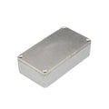 Rectangular silver metal enclosure box with four corner screws on the top panel.