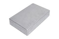 A plain rectangular silver metal enclosure case shown at an angle on a white background.