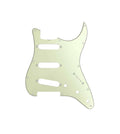 Mint ivory colored guitar pickguard with multiple pickup and control cutouts on a white background.