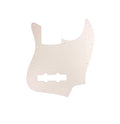 White plastic pickguard with cutouts for pickups and mounting screws.