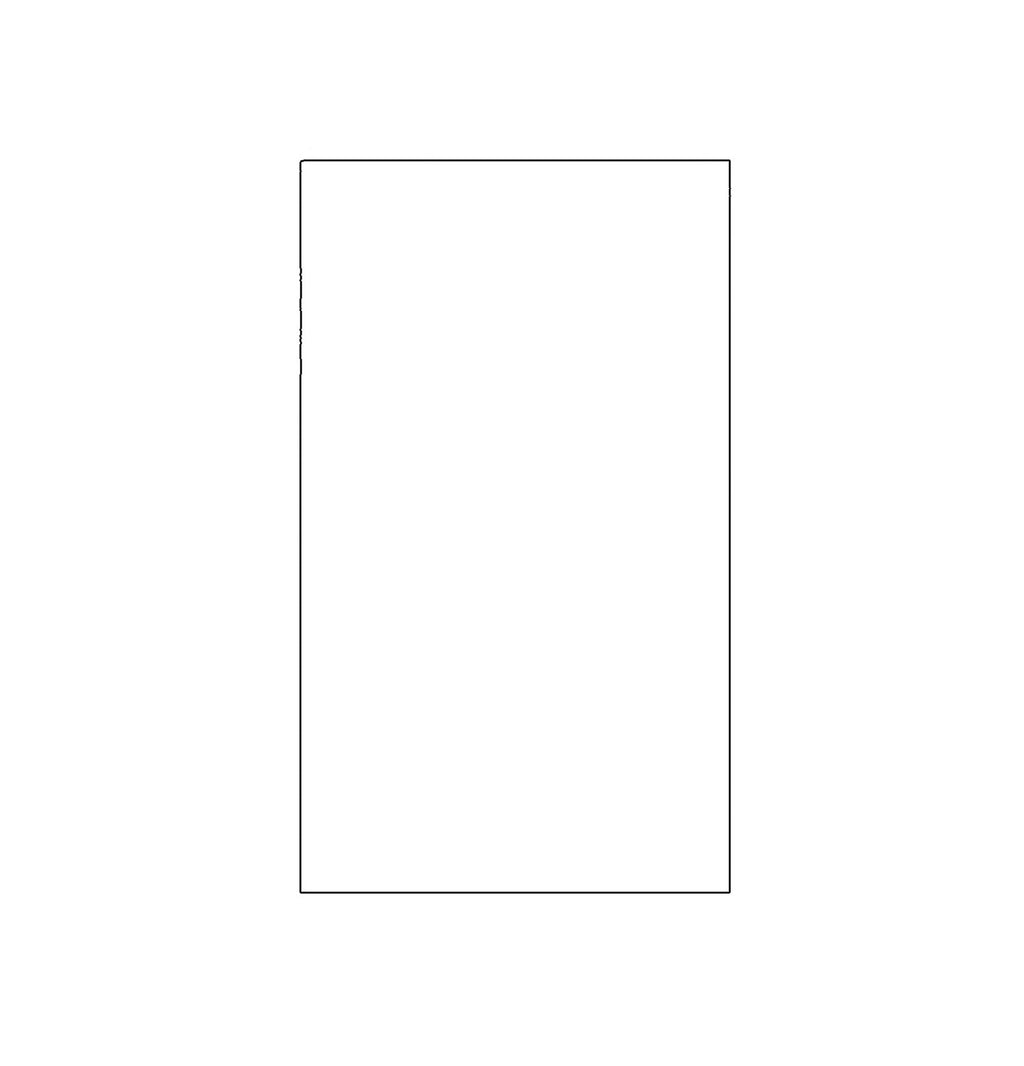 White rectangular 3-ply blank pickguard with black edge outline shown flat