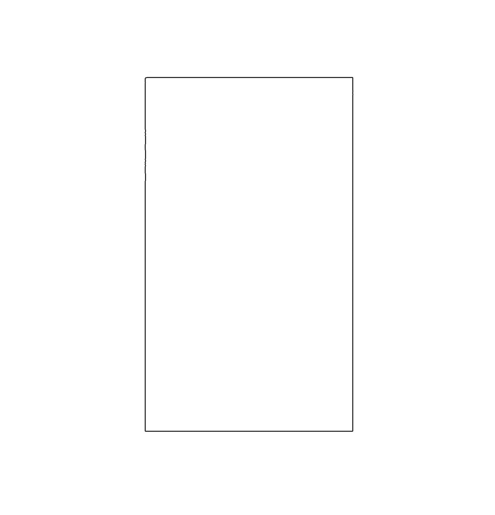 White rectangular 3-ply blank pickguard with black edge outline shown flat
