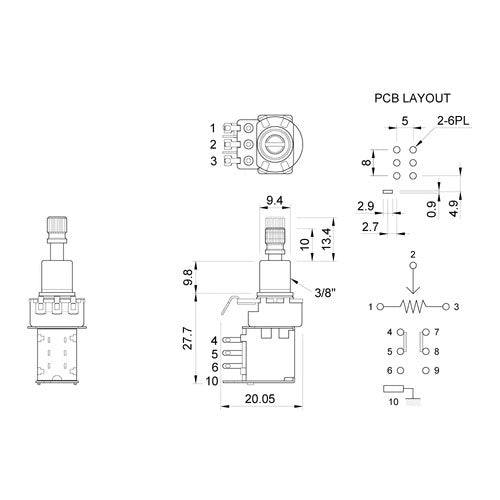 Solo Pro PP3-A500K Push/Push Audio Taper Potentiometer