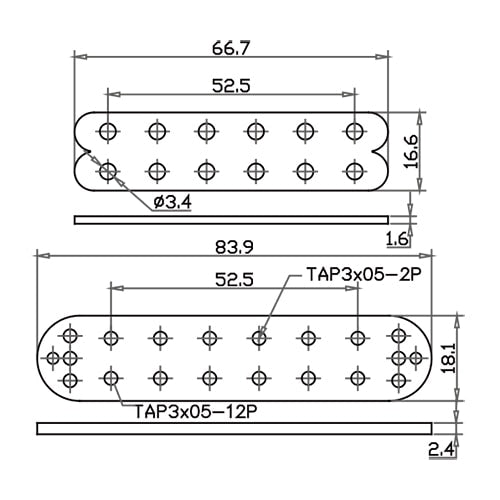 Solo Music Gear Solo Humbucker Flatwork Single Coil Size Set 52.5mm — Pickup