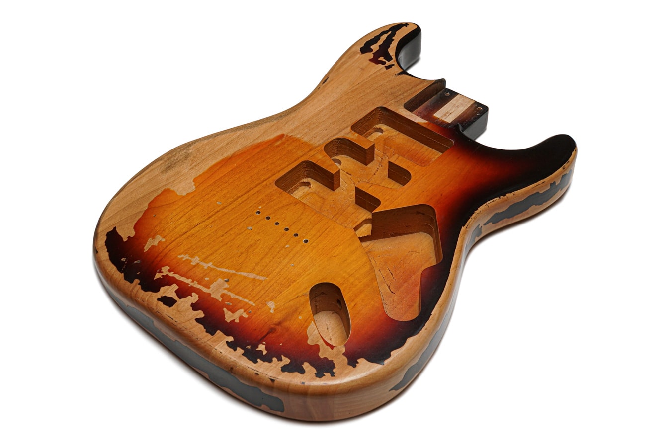 Solo ST Style HSH Relic Finished Hard Tail Guitar Body – 3 Tone Sunburst