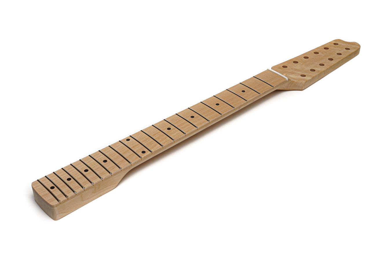 Natural wood guitar neck with 21 frets and black dot inlays shown against a white background.