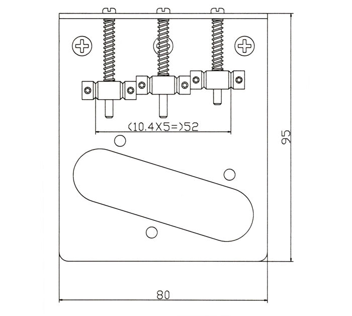 Solo TC Style 3 Hole Chrome Bridge With 3 Saddles
