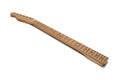Light brown wooden guitar neck with 22 frets and dot inlays, viewed against a white background.