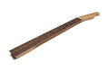 Unfinished guitar neck with rosewood fingerboard, 22 frets, and six tuning peg holes on headstock.