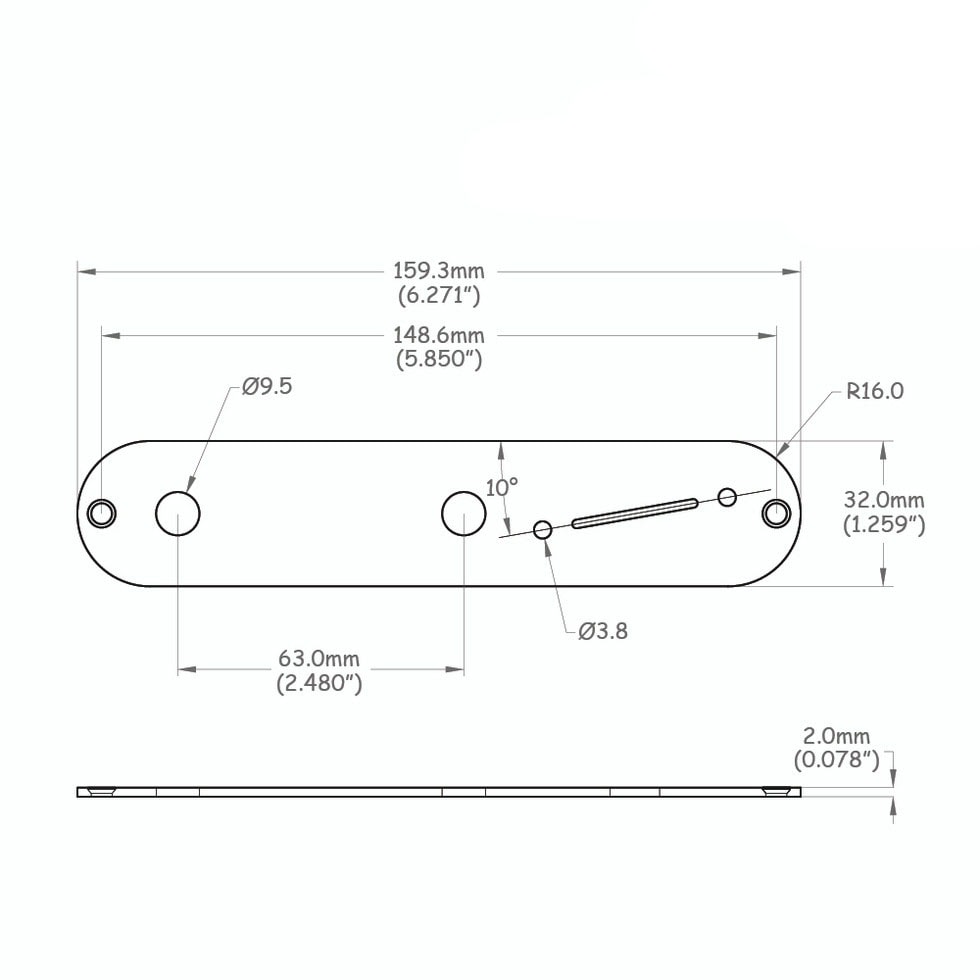 Solo Pro Tele Control Plate With Slanted Switch