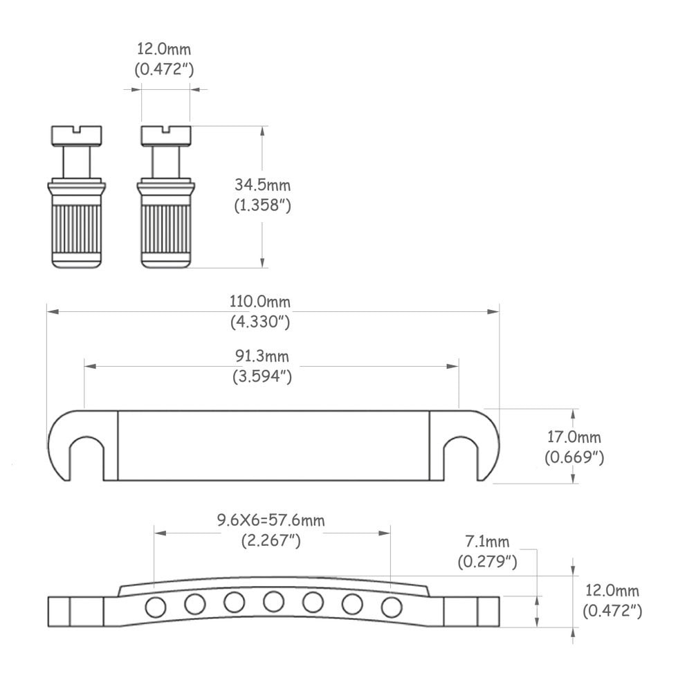 Solo Pro 7-String Stop Tailpiece With Studs — Tremolo Pedal