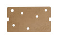 A rectangular brown wooden template with multiple drilled holes and engraved text ES 335 and Solo.