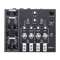 Black electronic audio device with knobs, toggle switches, and quarter-inch jacks labeled Lyra-4.