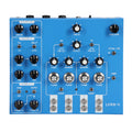 Blue audio device with multiple knobs, toggle switches, and buttons labeled LYRA 4 by SOMA Laboratory.