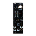 Black distortion module with multiple knobs, sliders, switches, and 3.5mm audio CV jacks.