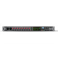 Front view of a Solid State Logic SSL 18 audio interface with knobs, buttons, headphone jacks, and LED indicators.