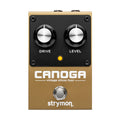 Gold-colored guitar effects pedal with two knobs labeled Drive and Level and a footswitch.