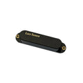 Black Lace Sensor guitar pickup with gold text and mounting holes on each end.