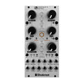 Silver eurorack module with black knobs, buttons and multiple 3.5mm jacks labeled for frequency, level, CV and others.