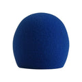 Blue foam windscreen for a microphone shown from the front.