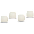 Four white foam windscreen covers arranged against a white background.