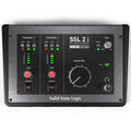 Top view of a Solid State Logic SSL 2 MKII USB audio interface showing controls and indicators for two channels, mix, and monitor volume.