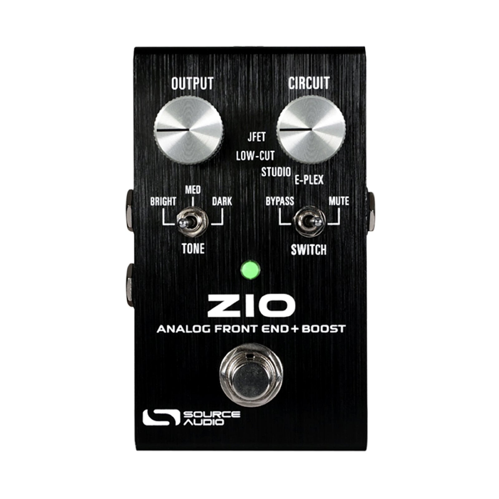 Black guitar pedal with knobs, switches, footswitch, and Source Audio branding.