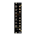 Black Eurorack module with multiple labeled 3.5mm jacks and push buttons arranged in stereo and mono sections.