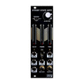 Black Eurorack module with sliders, knobs, a switch, and multiple 3.5mm jacks labeled for controlling decay, timbre, frequency, and other parameters.