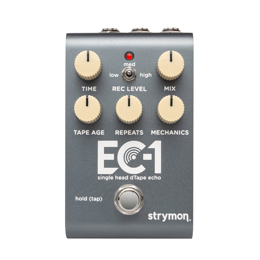 Gray guitar effects pedal with six knobs, a toggle switch, a footswitch, and printed text EC-1 on the face.