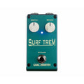 Teal Carl Martin Surf Trem guitar effects pedal with two white knobs, one footswitch, and an LED indicator.