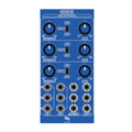 Blue eurorack module with knobs, toggle switches, and multiple 1/8 inch jacks labeled IN, CV, BITSWAP, and OUT.