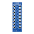 Blue Eurorack module labeled Rampes with multiple audio jack sockets and white symbols.