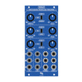Blue Eurorack module with three sections of knobs, switches, and multiple 3.5mm jacks labeled with comparators, logic, and shifts.