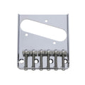 Chrome metal guitar bridge plate with six barrel saddles and mounting holes
