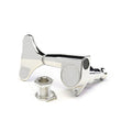 A silver metal tuning peg key with mounting bushing and screw, with the word BADASS engraved on it.
