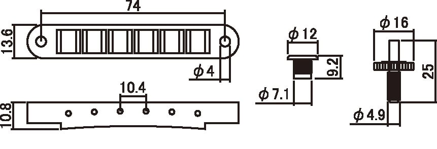 Solo Pro Nashville Style Tune-o-matic Bridge With Un-notched Saddles
